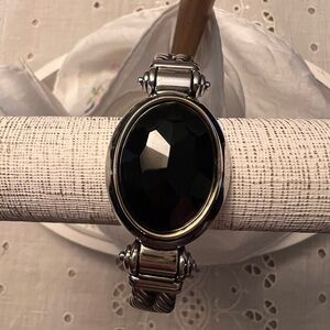 Silver Bracelet with Black Gemstone